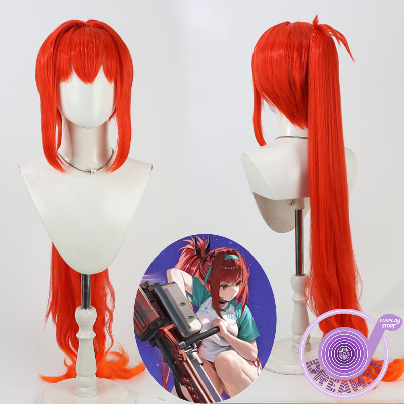 Anime Cosplay Wig Heat Resistant - ラピコスプレウィッグ ニッケ 勝利の女神 レッドポニーテール 耐熱性合成毛 ハロウィンパーティー