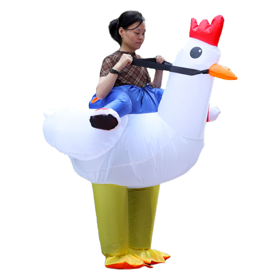 鶏の形をしたインフレータブルコスチューム、乗って遊べるニワト - Costumes のレビューと価格