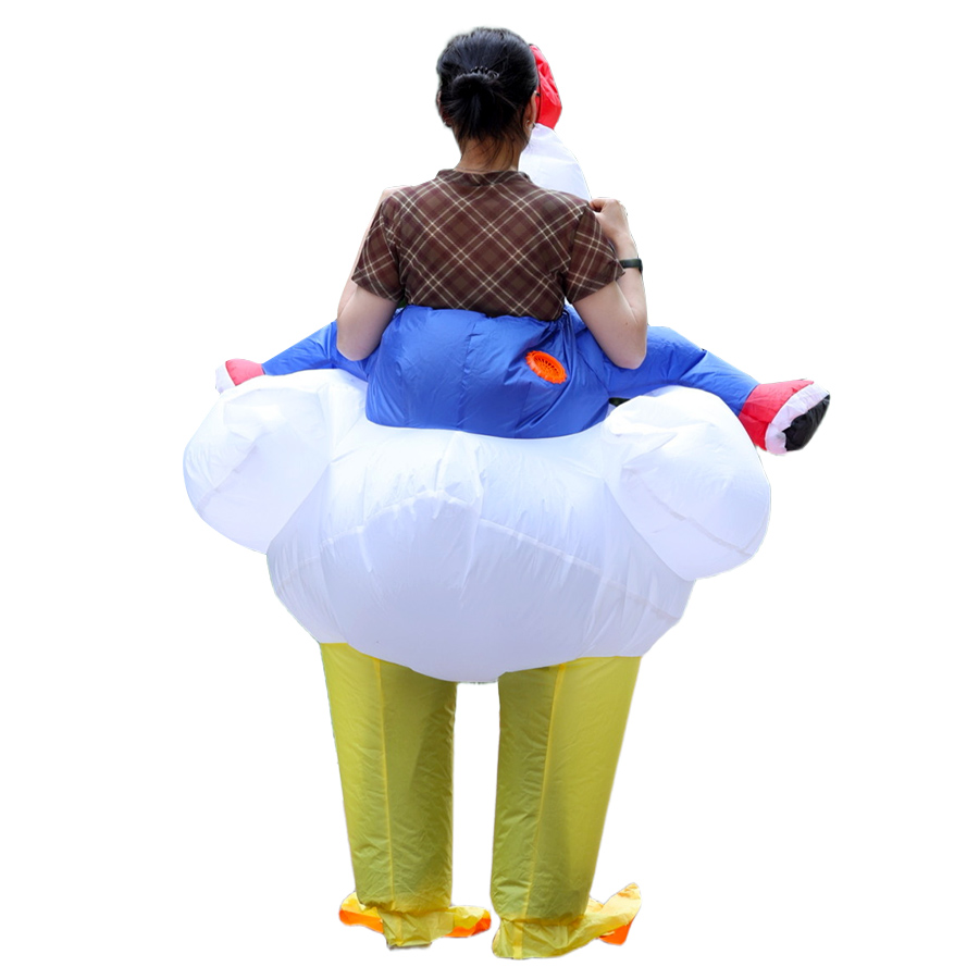 鶏の形をしたインフレータブルコスチューム、乗って遊べるニワト - Costumes のレビューと価格