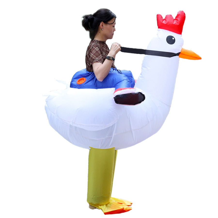 鶏の形をしたインフレータブルコスチューム、乗って遊べるニワト - Costumes のレビューと価格